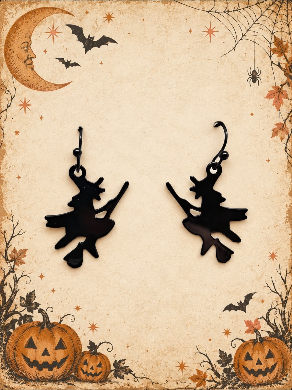 Avon Witch on Broom Halloween Earrings – 2012 New Old Stock